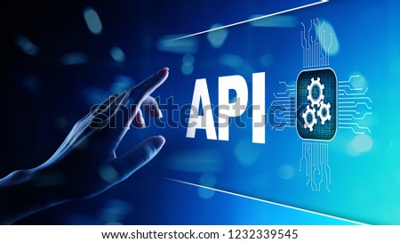 API - Application Programming Interface, software development tool, information technology and business concept.