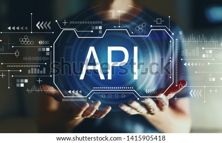 API concept with young man in the night