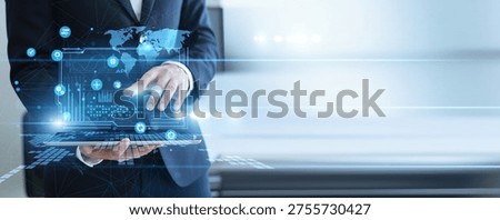 API integration, software developer using virtual laptop of API connectivity service on structure cloud application interface data exchange platform. System communication digital integration growth.