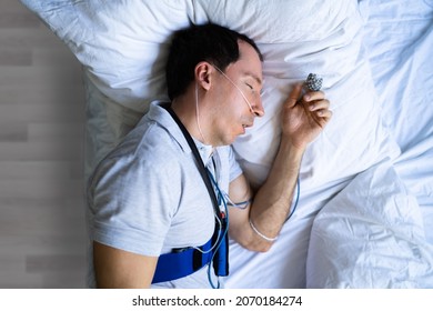 Apnea Sleep Disorder Treatment In Hospital. Man Therapy