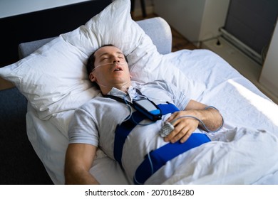 Apnea Sleep Disorder Treatment In Hospital. Man Therapy