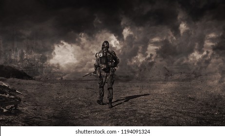 Apocalypse. A lonely warrior wanders through the wasteland.