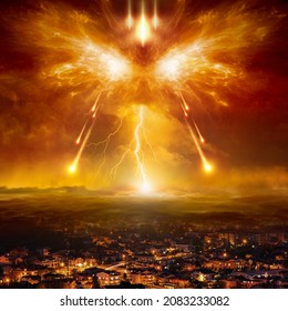 Apocalyptic Religious Image – Armageddon Battle Between Forces Of Good And Evil, Judgment Day, End Of World And Times. Elements Of This Image Furnished By NASA