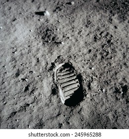 Apollo 11 boot print on the Moon. July 20, 1969.