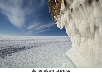 Apostle Islands Ice Caves On Frozen Lake Superior, Wisconsin