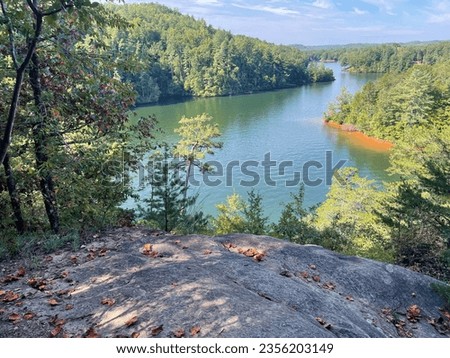 Appalachian mountain lake from granite rock