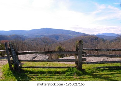 Appalachian Mountain Range Overlook With A Wood Fence