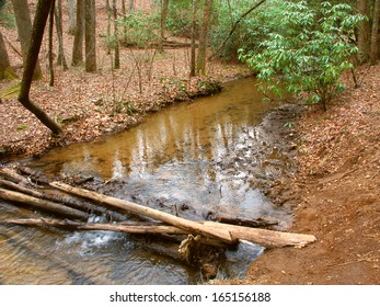 Appalachian Trail Crosses A Small Stream In Georgia