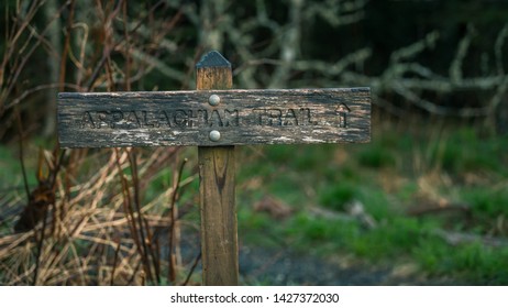 Appalachian Trail Sign At Clingmans Dome.