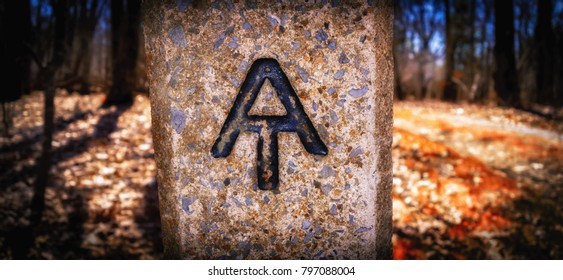 Appalachian Trail Sign Post In Fall