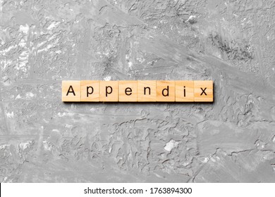 Appendix Word Written On Wood Block. Appendix Text On Table, Concept.