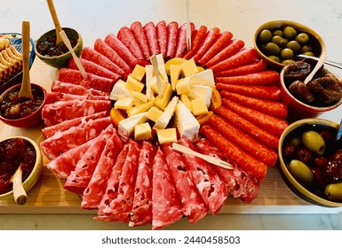 Appetizer, Antipasto, Italian charcuterie, salami, pepperoni and cheese platter - Powered by Shutterstock