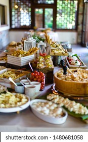 appetizer buffet at the wedding party before lunch