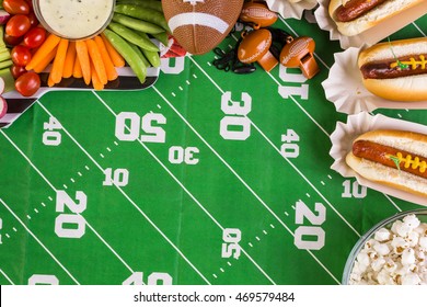 Appetizers On The Table For The Football Party.