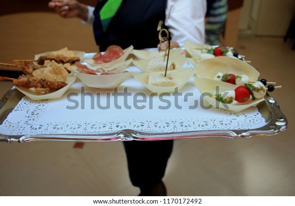 Appetizers Wedding Reception Various Luxurious Snacks Stock Photo