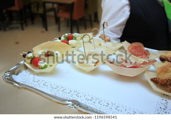 Appetizers Wedding Reception Various Luxurious Snacks Stock Photo