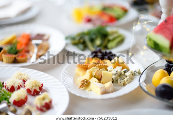 Appetizersnack Plate Assortment Cheese Close Photo Stock Photo