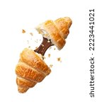 Appetizing croissant with chocolate isolated on white background
