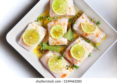 Appetizing piece oh hake and lime
