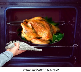 Appetizing Roast Chicken And Potatoes In The Oven