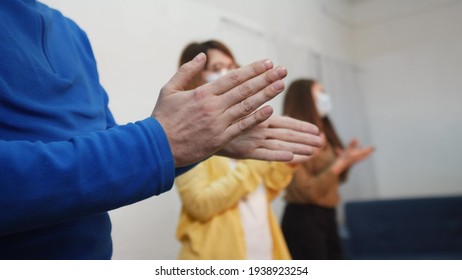 Applause. Crowd Of People Clap Their Hands. Pandemic A Coronavirus Stay Home Concept Solidarity. People Clapping Applause In Gratitude To Doctors And Medicine. Applause Claps Close-up