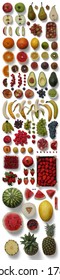 Apple Banana Pear Grape Watermelon Cantaloupe Strawberry Pineapple
Various Fruits Such As Pomegranate Are Displayed Together On A White Background