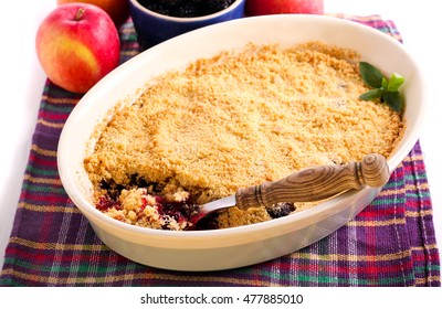 Apple And Blackberry Crumble In A Tin