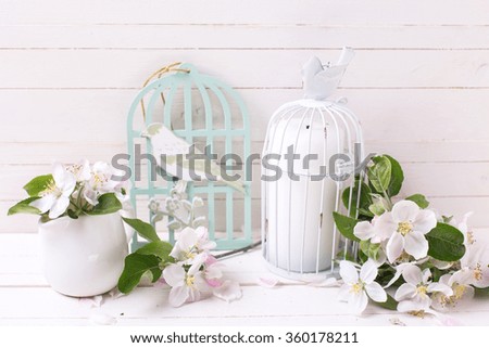 Similar – White apple blossoms in front of a blue sky