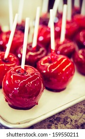 Apple Candy. Halloween Celebration Concept. Vintage Processed.