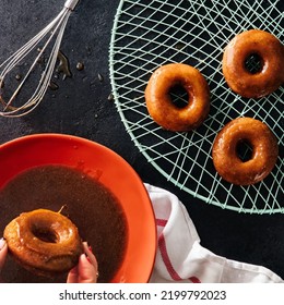 Apple Cider Doughnuts With Cider Caramel Glaze