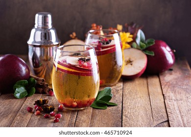 Apple Cider Fall Cocktail With Spices And Pomegranate