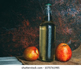 Apple Cider In Glass Bottle