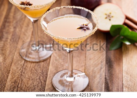 Apple cider martini with spices and star anise
