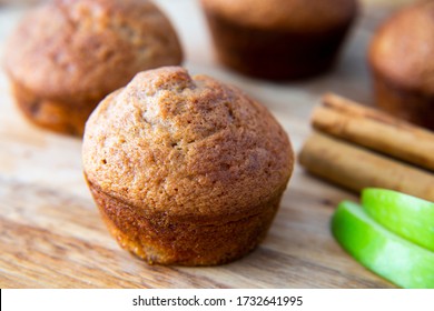 Apple Cinnamon Muffins With Apples And Cinnamon Sticks