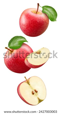 Apple clipping path. Red apple isolated on white. Red apple full depth of field