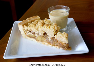 Apple Crumble Pie On White Plate