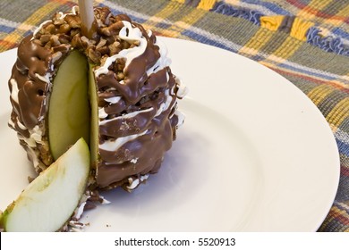 Apple Dipped In Chocolate Both White And Dark, Much Like A  Carmel Apple But Better