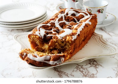 Apple Fritter Loaf Bread Cake Sliced