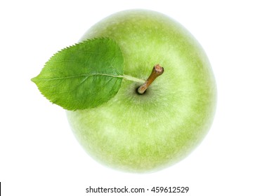 Apple Fruit Top View Green Isolated On A White Background