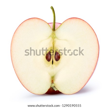 Apple half isolated on white. Apple Clipping Path. Professional studio macro shooting