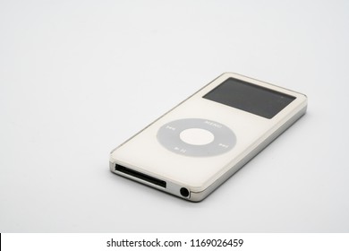 Apple iPod Music Player. Bangkok, Thailand - Aug 21, 2018: iPod Nano 2005. Studio shot, isolated on white background.