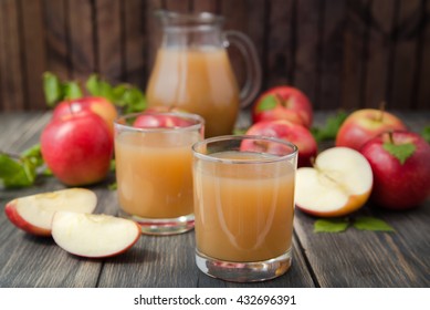 apple juice on wooden table close up - Powered by Shutterstock