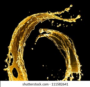 Apple Juice Splashing Isolated On Black