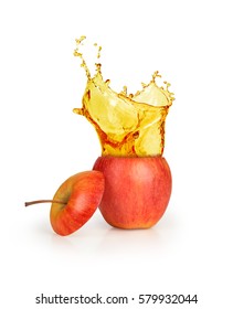 Apple Juice Splashing Isolated On White