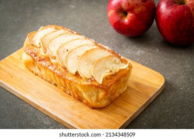 apple loaf crumbled cake on wood board - Shutterstock ID 2134348509