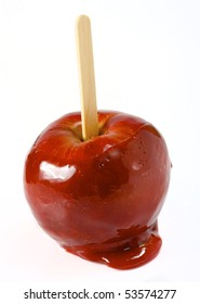 Apple Of Love. Red Apple Crisp With Caramel Sauce.