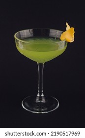 Apple Martini Coctail Isolated On Black Background