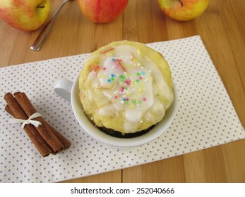 Apple Mug Cake With Sugar Icing From Microwave 