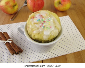 Apple Mug Cake With Sugar Icing From Microwave 