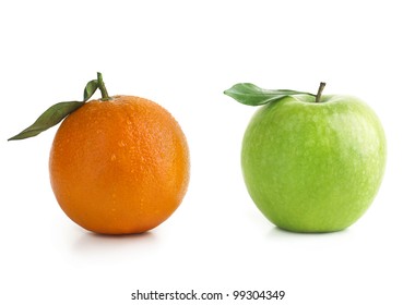 Apple and Orange isolated on white